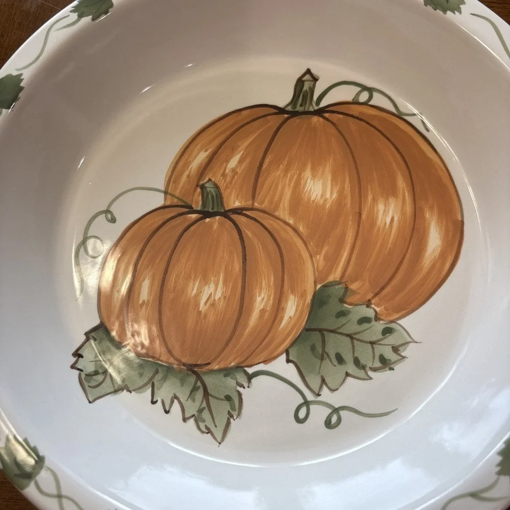 Williams Sonoma Fall Harvest Pumpkin Pie Plate Dish 10